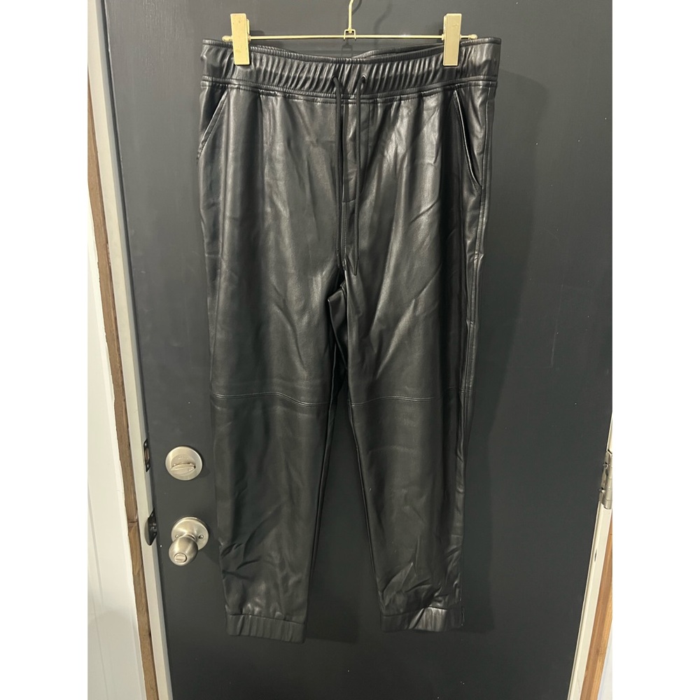 Black Leather Joggers